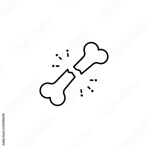 Broken human bone line icon representing injury fracture or orthopedic health with fracture