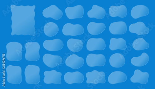 Transparent glass shape collection with soft blue abstract forms for modern design, background, texture, and creative use