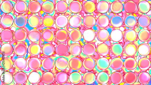 Pastel Glossy Circles on Dreamy Colorful Fluid Background
