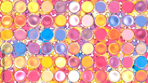 Warm Colorful Glossy Circles on Abstract Fluid Background