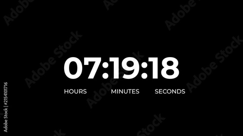 Black circular timer icon indicating eight hours countdown with arrow on white background 8 hours countdowns.