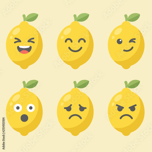 Lemon Emoji Icons Elements Set