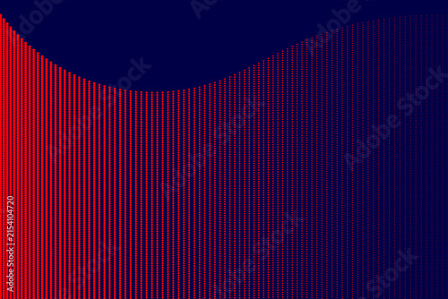 Abstract Dark Blue Background with Red Halftone Dot Wave Pattern for Modern Technology and Digital Design