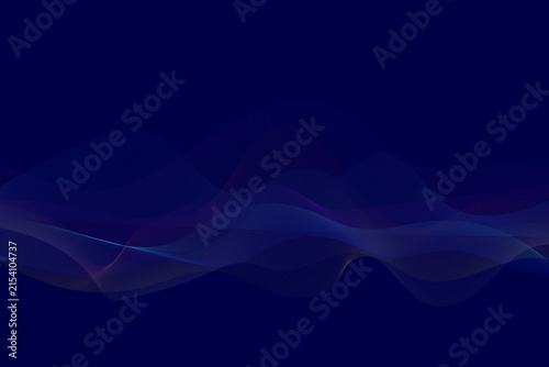 Abstract Dark Blue Background with Glowing Wave Lines for Modern Technology and Digital Concept Design