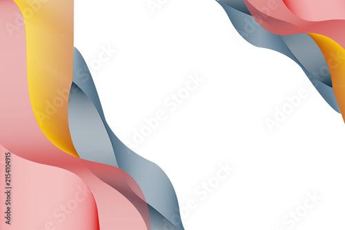 Abstract Multi-colored Flowing Wave Frame, isolated on transparent background