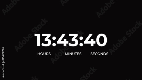 Countdown timer animation of 15 hours on transparent background with alpha channels