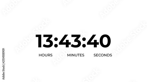 Countdown timer animation of 15 hours on transparent background with alpha channels
