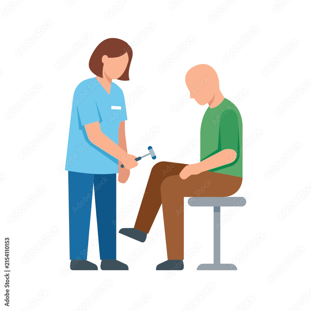 Fototapeta premium Doctor Performing Knee Reflex Test on Patient Illustration