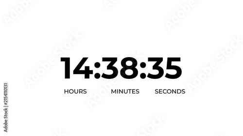 Countdown timer animation of 16 hours on transparent background with alpha channels