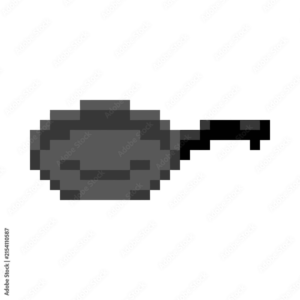 Fototapeta premium Pixel art frying pan with a face