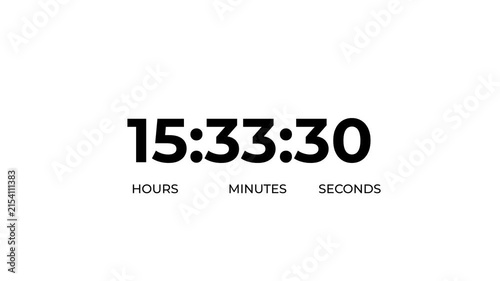 Countdown timer animation of 17 hours on transparent background with alpha channels