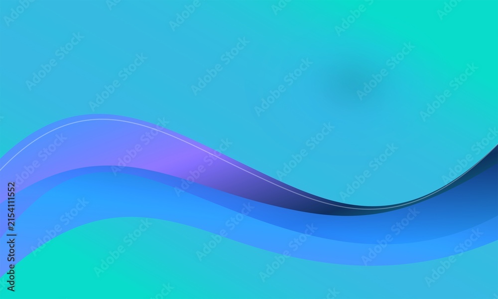 Obraz premium Abstract blue wave background, fluid gradient curves in turquoise and purple, modern aesthetic backdrop for digital presentations