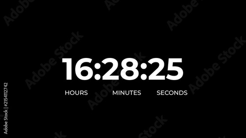 Countdown timer animation of 18 hours on transparent background with alpha channels
