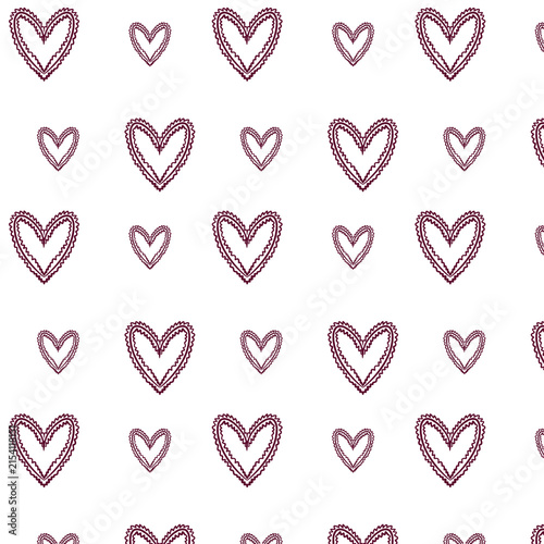 Seamless pattern with lace hearts on an white background