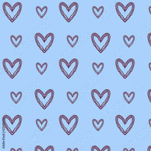 Seamless pattern with lace hearts on an blue background