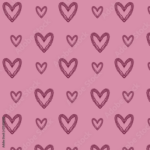 Seamless pattern with lace hearts on an pink background
