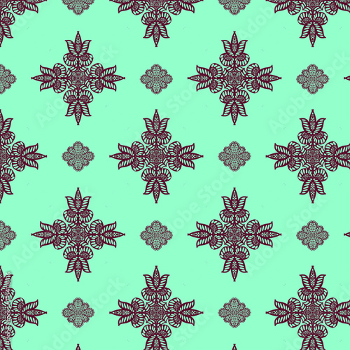 Seamless pattern with lace patterns on a light green background
