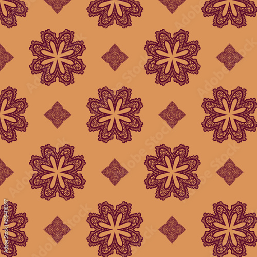 Seamless pattern with lace patterns on a ochre background