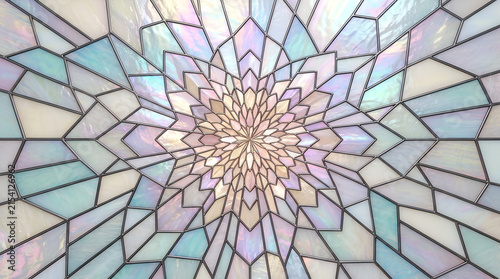 Obraz na plátně Stained Glass Window, Abstract Floral Pattern, Geometric Design, Decorative Art,