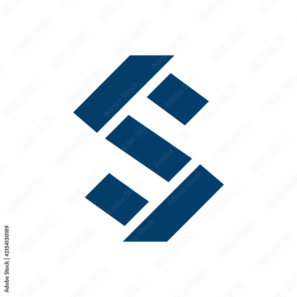 Obraz premium Blue geometric letter S logo vector features a modern and abstract initial design suitable for various branding applications.