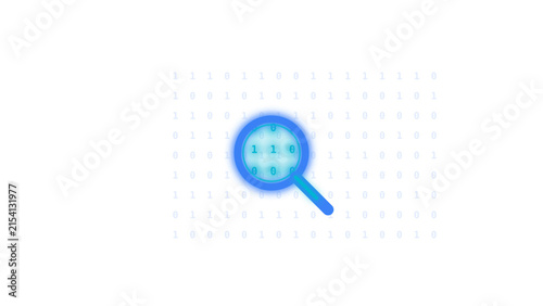 Magnifying binary number icon animated for business and UI icon