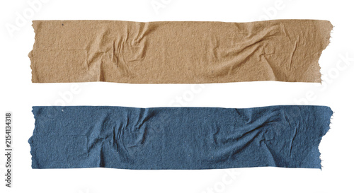 Canvastavla Set of two strips of textured adhesive tape, brown and blue fabric tape pieces w