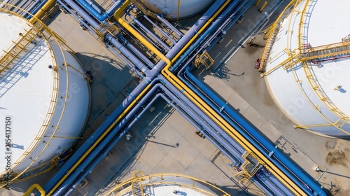 The Crisscross Pipeline Network Overhead View of an Industrial Plant