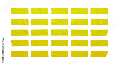 Obraz na płótnie Set of yellow adhesive tape pieces isolated on transparent background