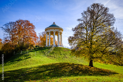 famous monopteros at the english garden in munich