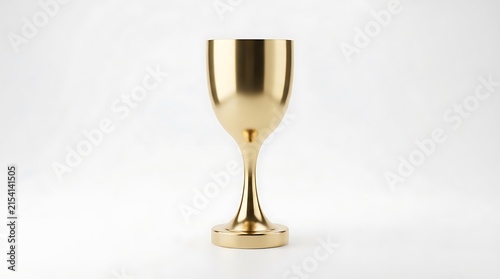 Plakat Elegant Golden Goblet Isolated on Plain White Background