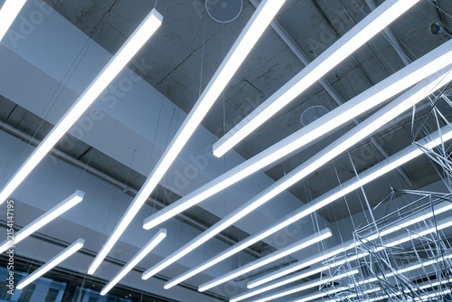 The Linear LED Lighting Installation Overhead in a Modern Industrial Interior