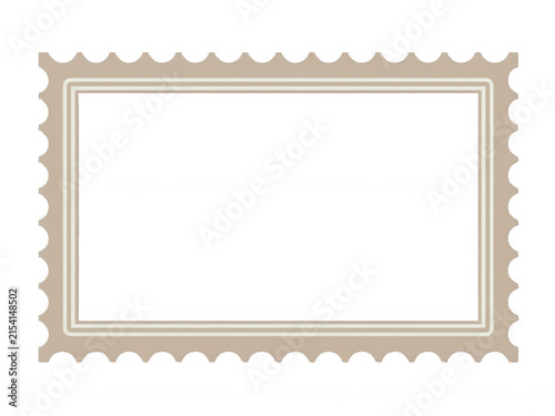 Vintage postage stamp frame with scalloped edges isolated on transparent background for digital scrapbooking design