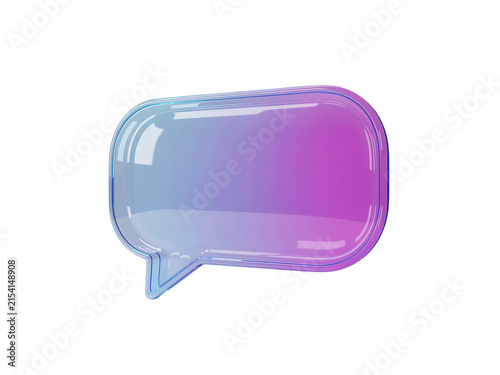 Glossy speech bubble icon with gradient colors isolated on transparent background for modern digital communication