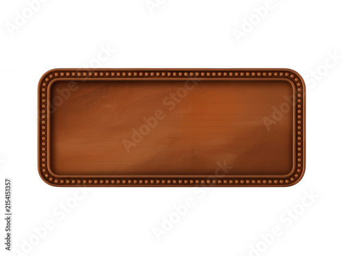 Decorative vintage wooden rectangular frame with beads isolated on transparent background for elegant displays