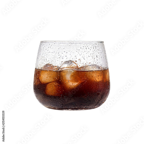 Cold drink with condensation on glass and ice cubes refreshing beverage png