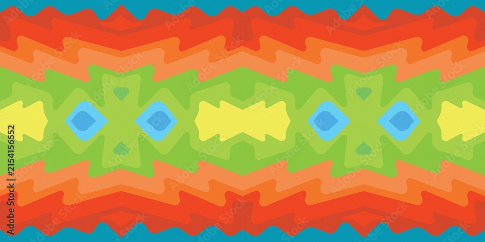 Symmetrical Retro Rainbow Wavy Abstract Pattern
