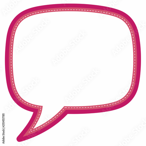 Speech bubble graphic with dashed outline isolated