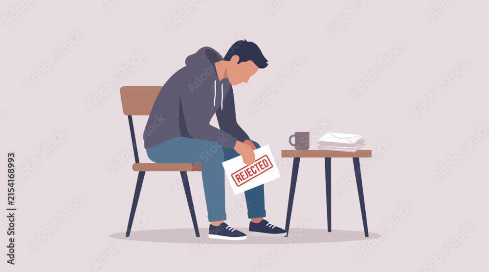 Fototapeta premium Unemployed Man Reading Job Rejection Letter