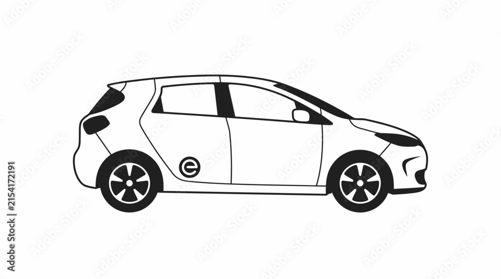 Fototapeta premium Electric hatchback car icon on a transparent background