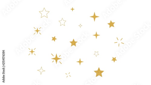 Golden twinkling stars and sparkles collection on white background
