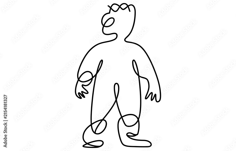 Fototapeta premium Abstract single line drawing of a person standing Vector, illustration