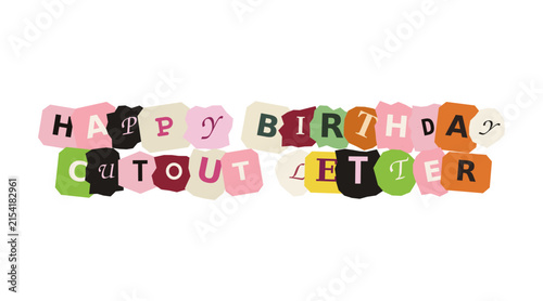 Happy birthday text made of colorful paper cutout letters
