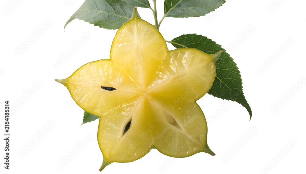 Fototapeta premium Star Fruit with Leaves.