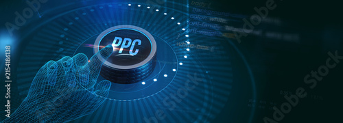 Business, Technology, Internet and network concept. PPC Pay per click payment. Technology digital marketing. 3d illustration