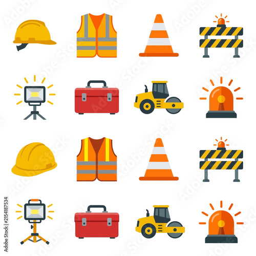 Hard hat and safety vest pattern grid for industrial themes.