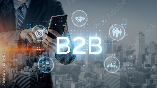 Foto B2B strategy and technology transforming business-to-business operations, optimizing communication, and enhancing market efficiency with digital B2B tools and innovation