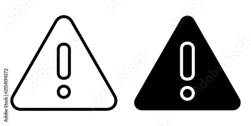 warning alert icon set with outline and solid triangle symbols for safety hazard caution emergency danger and security PNG