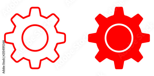 gear settings icon set with outline and solid cog symbols for mechanical engineering maintenance repair industrial equipment and technical control PNG