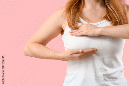Mature woman checking her b...