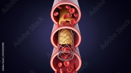Medical artery cross section showing blood flow and cardiovascular anatomy concept